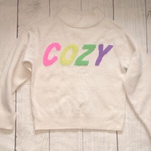 a new day Cream Sweater with Colorful Lettering